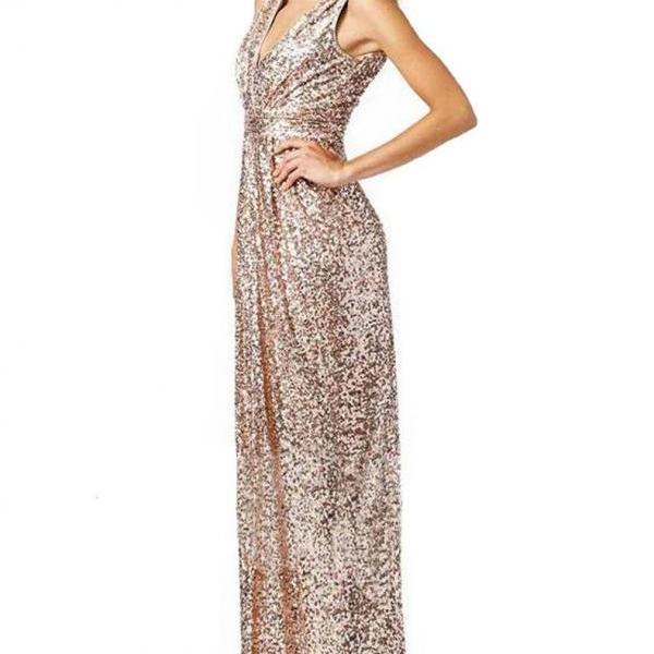 Sparkly Strapless Short Rose Gold Sequins Prom Dresses Wedding Party Bridesmaid Gowns On Luulla 1711